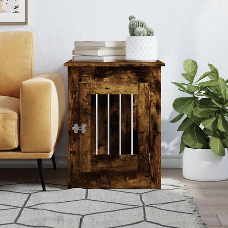 Vidaxxl Hundebox 55 x 80 x 68 cm verarbeitetes Holz, geräucherte Eiche