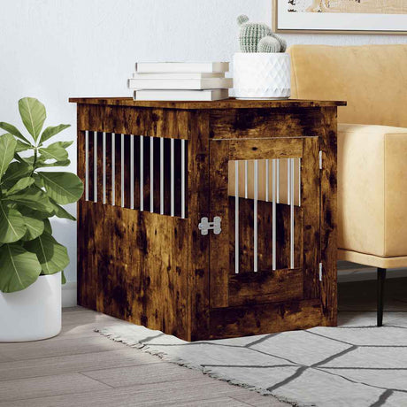 Vidaxxl Hundebox 55 x 80 x 68 cm verarbeitetes Holz, geräucherte Eiche