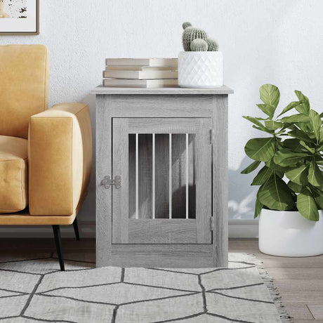 Vidaxl Hundebox 55 x 80 x 68 cm aus handgefertigtem Holz in Sonoma-Grau