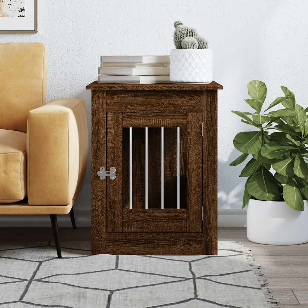 Vidaxxl Hundebox 55 x 80 x 68 cm verarbeitetes Holz in der Farbe Eichenbraun