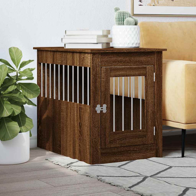 Vidaxxl Hundebox 55 x 80 x 68 cm verarbeitetes Holz in der Farbe Eichenbraun