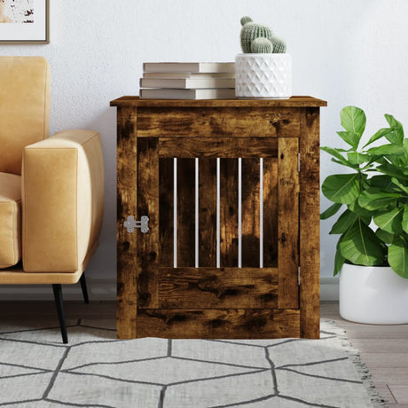 Vidaxxl Hundebox 64,5x80x71 cm verarbeitetes Holz, geräucherte Eiche