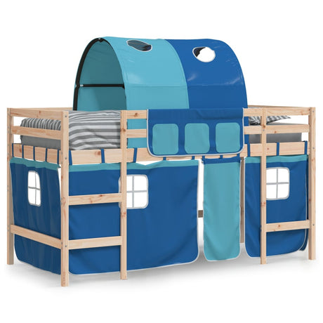 Vidaxl kinderhoogslaper met tunnel 80x200 cm massief grenenhout blauw