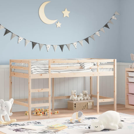 Vidaxl kinderhoogslaper met ladder 80x200 cm massief grenenhout