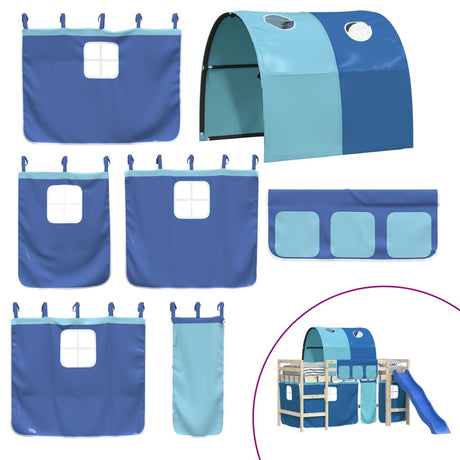 Vidaxl gordijnen voor hoogslaper met tunnel polyester blauw