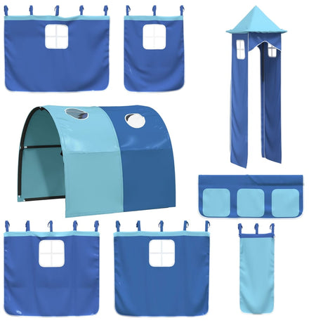 Vidaxl gordijnen voor hoogslaper met tunnel en toren blauw