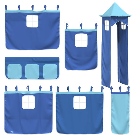 Vidaxl gordijnen voor hoogslaper met toren polyester blauw