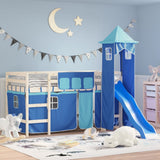 Vidaxl gordijnen voor hoogslaper met toren polyester blauw