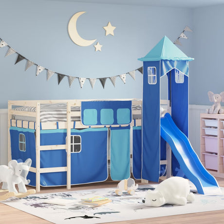 Vidaxl gordijnen voor hoogslaper met toren polyester blauw