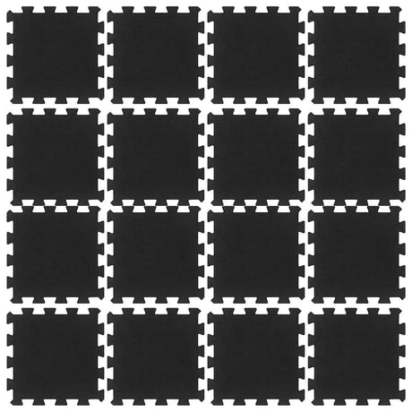 Vidaxxl Gummifliesen 16 Stück 16 mm 30x30 cm schwarz