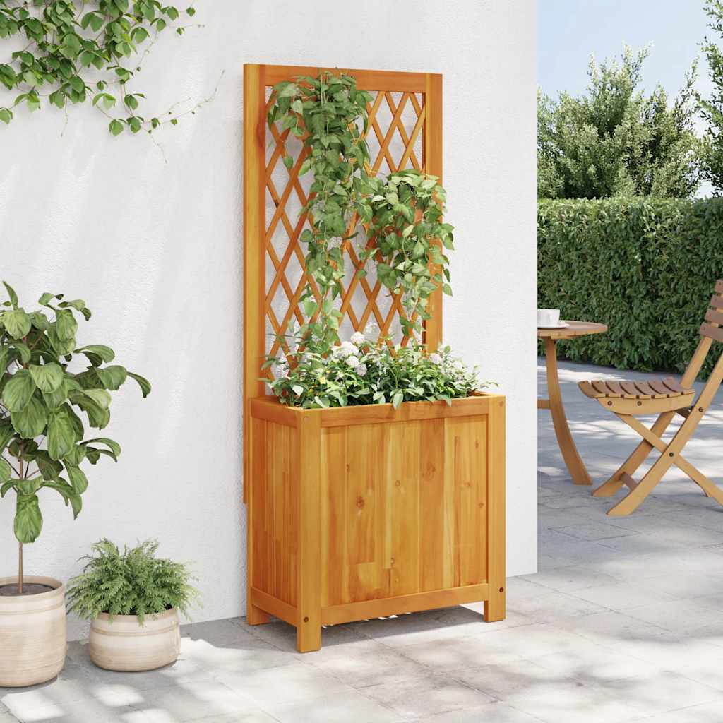 Vidaxx Pflanzgefäß mit Spalier 55x29,5x132 cm aus massivem Akazienholz