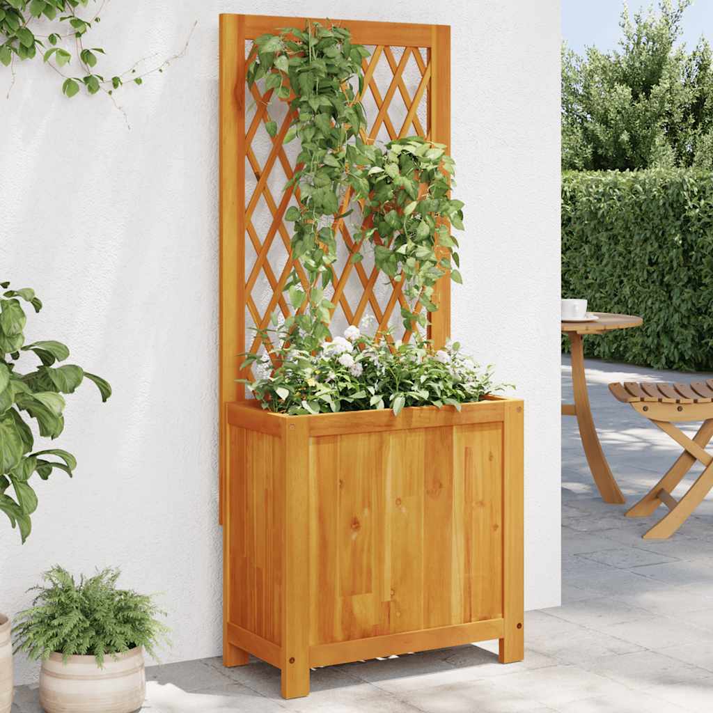 Vidaxx Pflanzgefäß mit Spalier 55x29,5x132 cm aus massivem Akazienholz