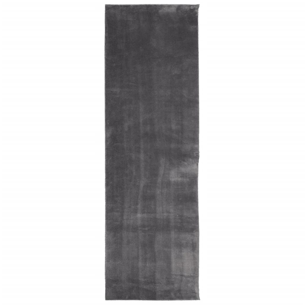 VidaXL Teppich Huarte Kurzflor weich waschbar 80x250 cm Anthrazit