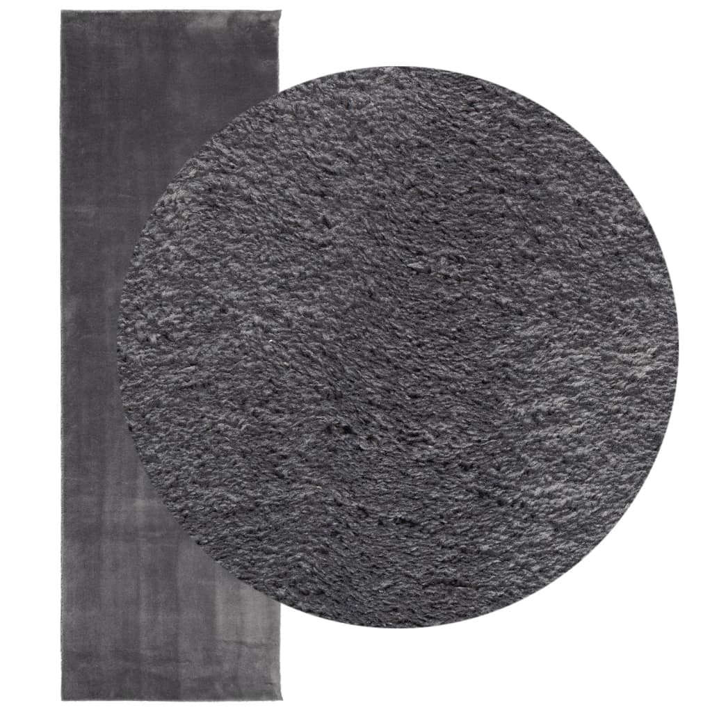 VidaXL Teppich Huarte Kurzflor weich waschbar 80x250 cm Anthrazit