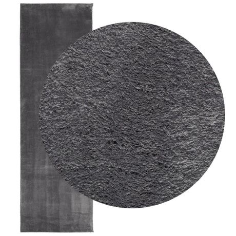 VidaXL Teppich Huarte Kurzflor weich waschbar 80x250 cm Anthrazit