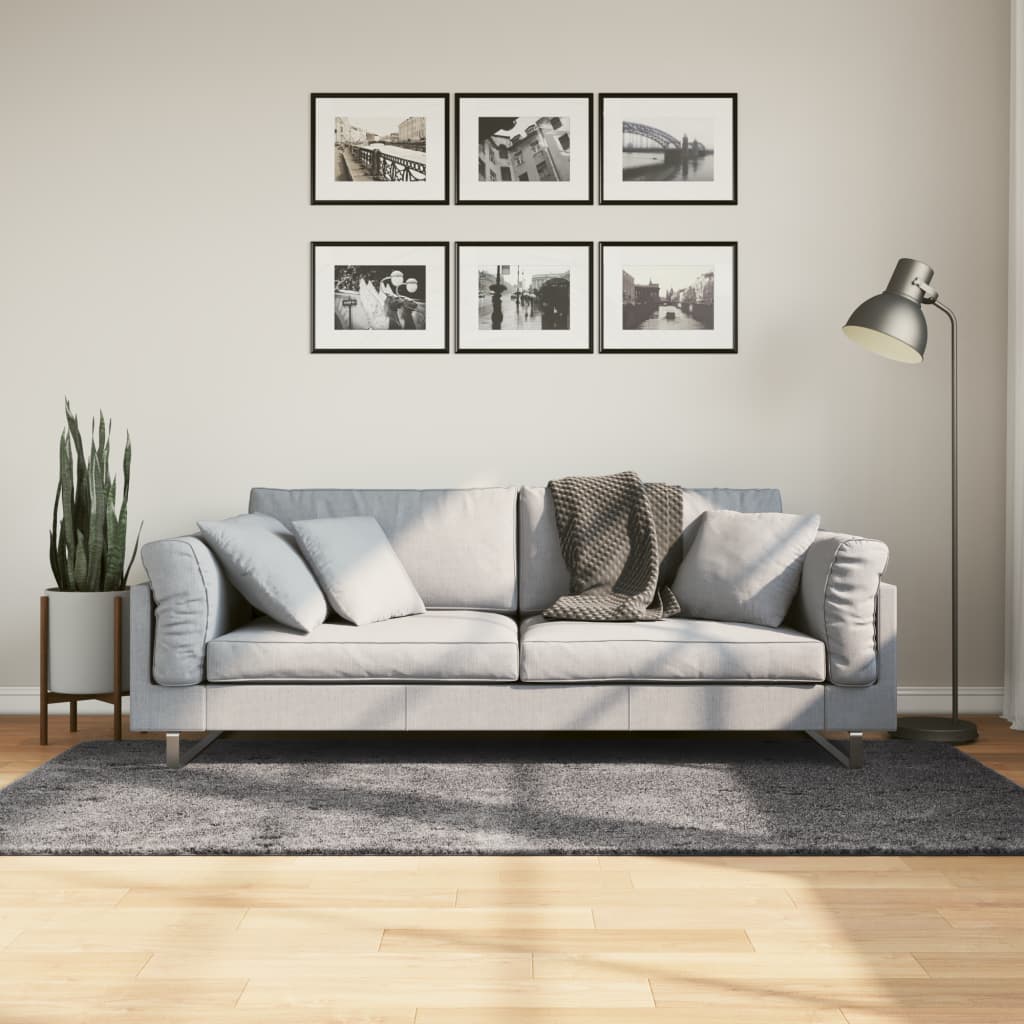 VidaXL Teppich Huarte Kurzflor weich waschbar 100x200 cm Anthrazit