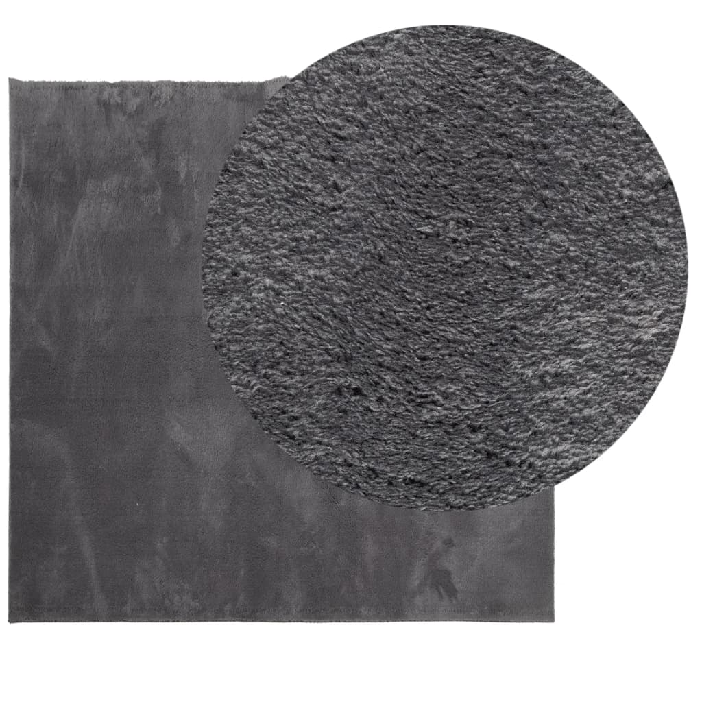 VidaXL Teppich Huarte Kurzflor weich waschbar 120x120 cm Anthrazit