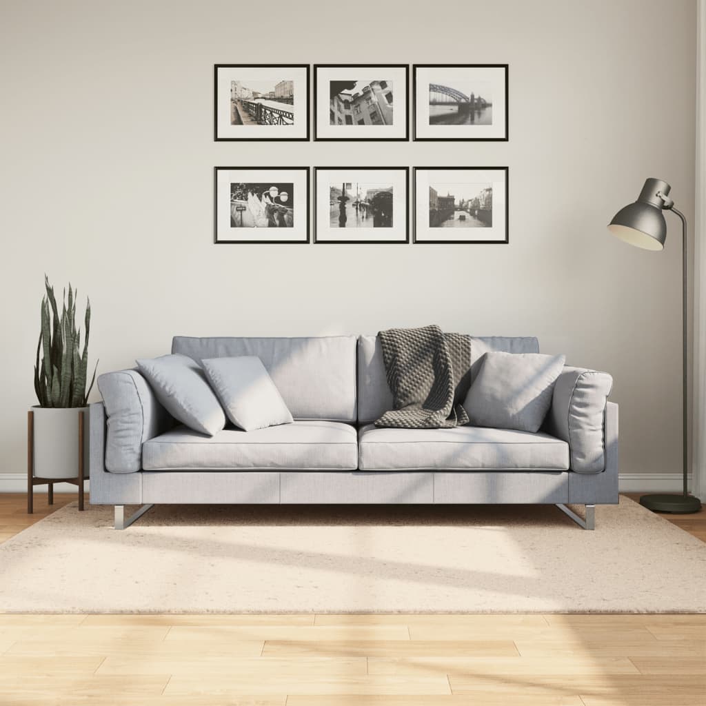 VidaXL Teppich Huarte Kurzflor weich waschbar 140x200 cm Beige