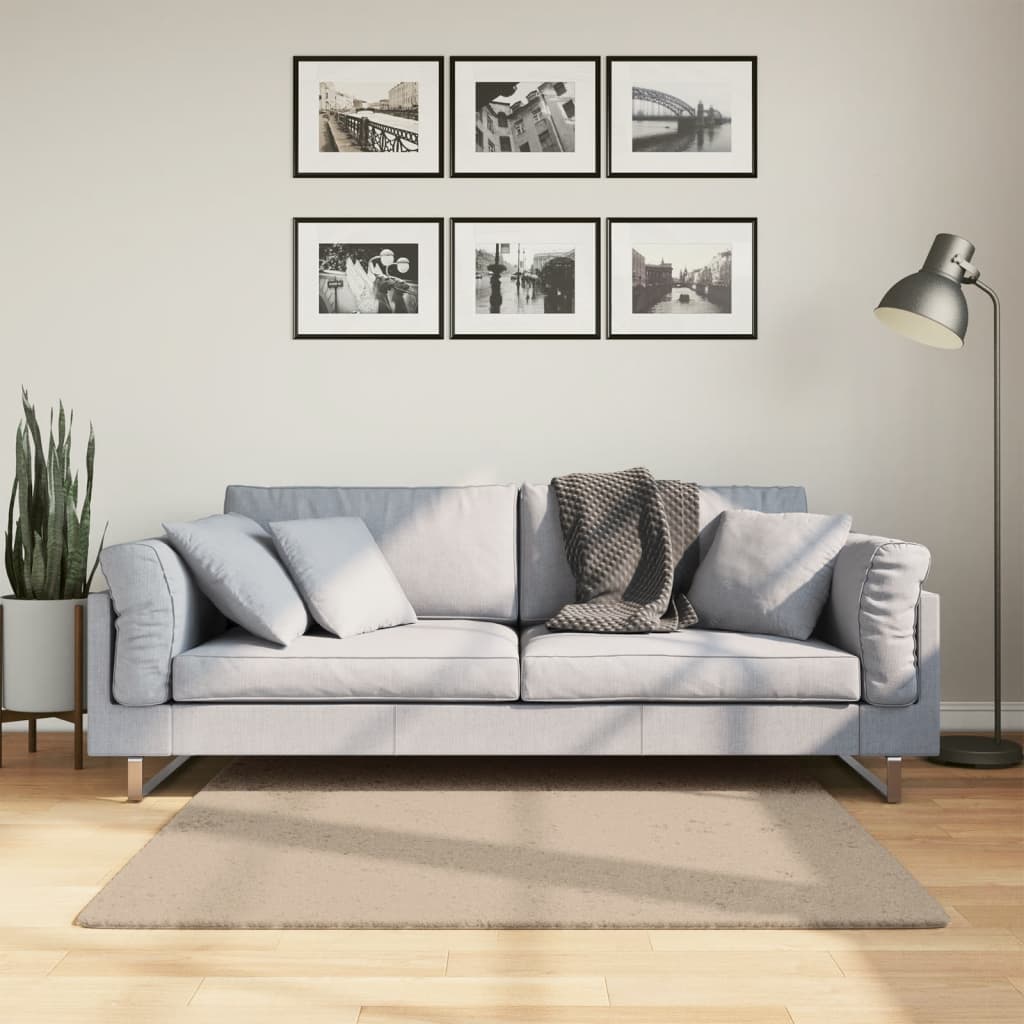 Vidaxx Teppich Huarte Kurzflor weich waschbar 120x120cm sandfarben