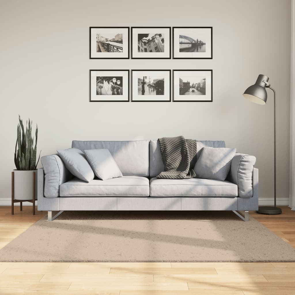 Vidaxx Teppich Huarte Kurzflor weich waschbar 160x160cm sandfarben