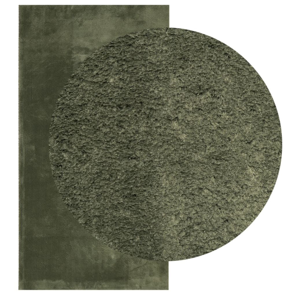 VidaXL Teppich Huarte Kurzflor weich waschbar 60x110 cm Waldgrün