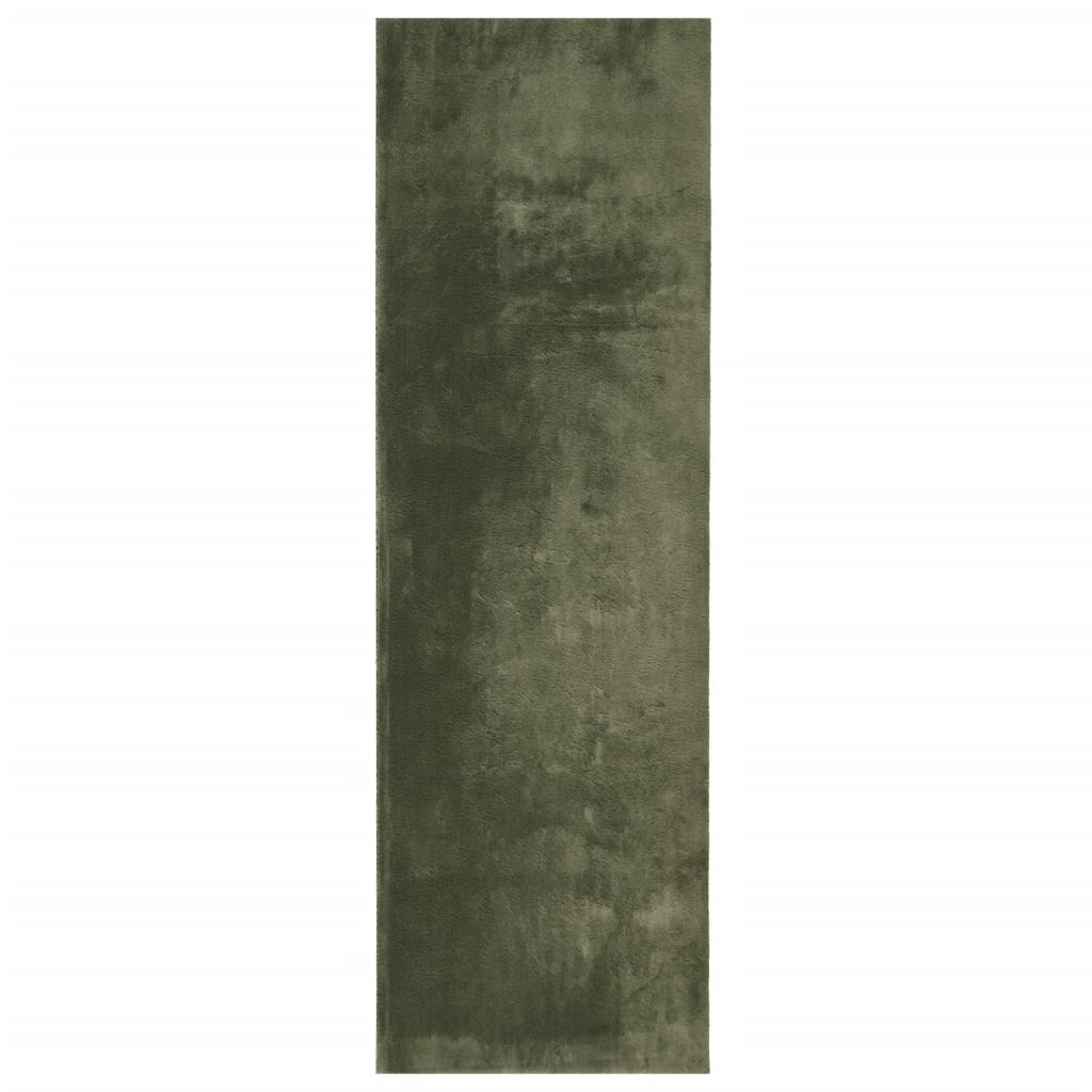 VidaXL Teppich Huarte Kurzflor weich waschbar 80x250 cm Waldgrün