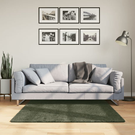VidaXL Teppich Huarte Kurzflor weich waschbar 120x120 cm Waldgrün