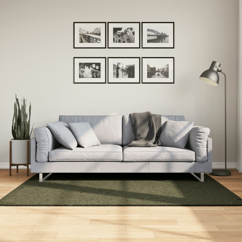 VidaXL Teppich Huarte Kurzflor weich waschbar 120x170 cm Waldgrün