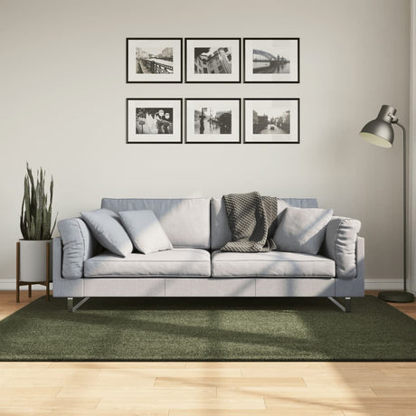 VidaXL Teppich Huarte Kurzflor weich waschbar 140x200 cm Waldgrün