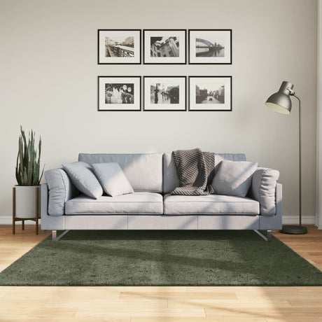 VidaXL Teppich Huarte Kurzflor weich waschbar 160x160 cm Waldgrün