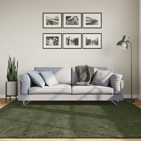 VidaXL Teppich Huarte Kurzflor weich waschbar 200x200 cm Waldgrün