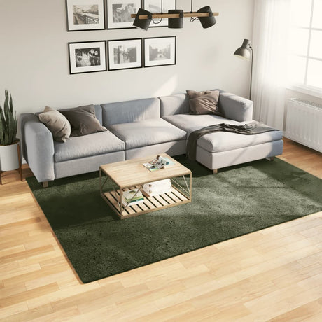 VidaXL Teppich Huarte Kurzflor weich waschbar 200x280 cm Waldgrün