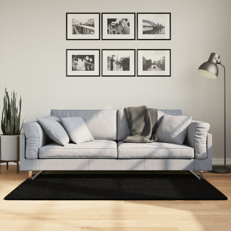 VidaXL Teppich Huarte Kurzflor weich waschbar 80x150 cm schwarz