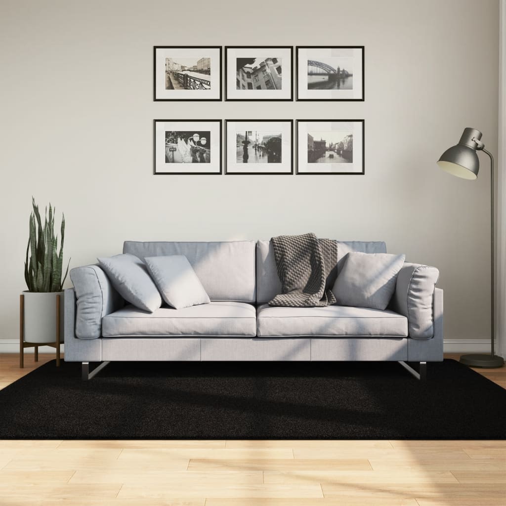 Vidaxx Teppich Huarte Kurzflor weich waschbar 140x200 cm schwarz