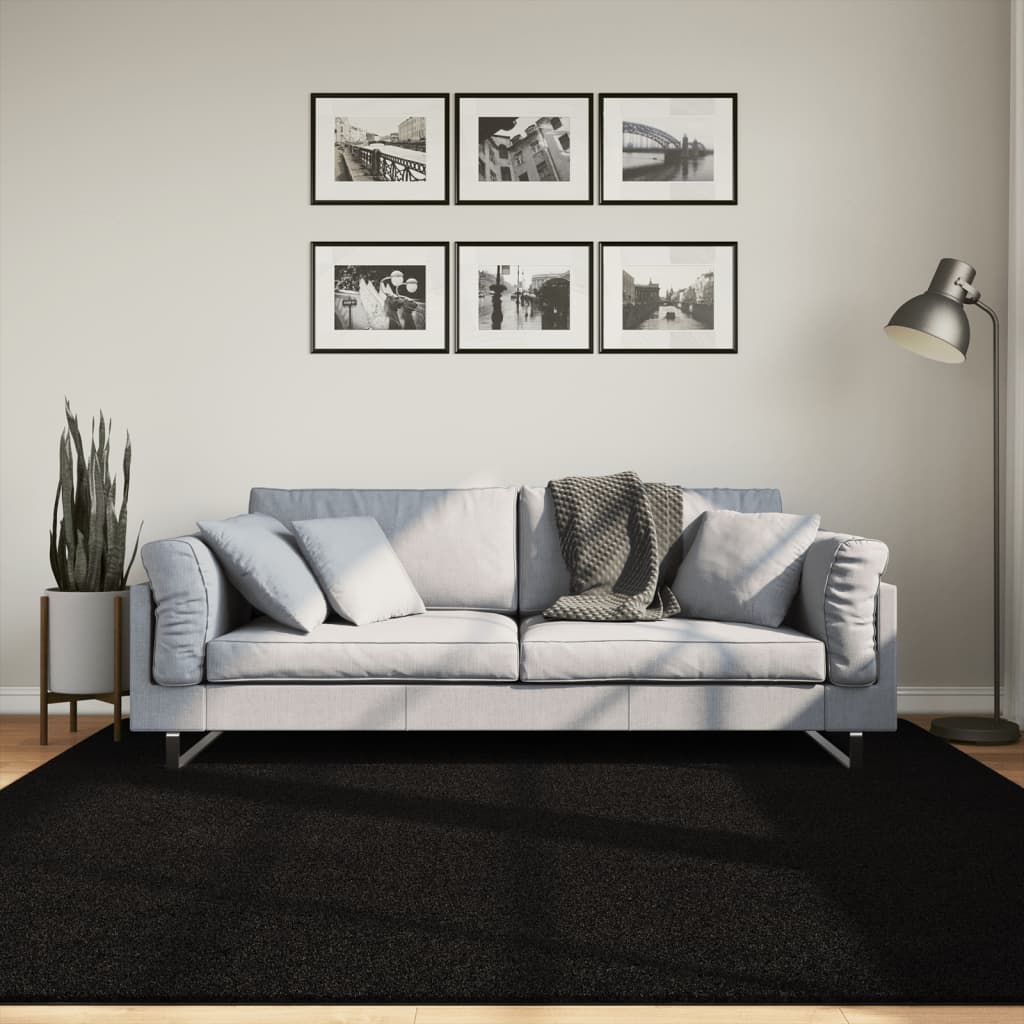 Vidaxx Teppich Huarte Kurzflor weich waschbar 200x200 cm schwarz