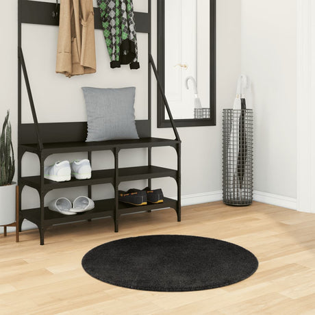 Vidaxl Teppich Huarte Kurzflor weich waschbar ø 80 cm schwarz