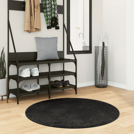Vidaxl Teppich Huarte Kurzflor weich waschbar ø 100 cm schwarz