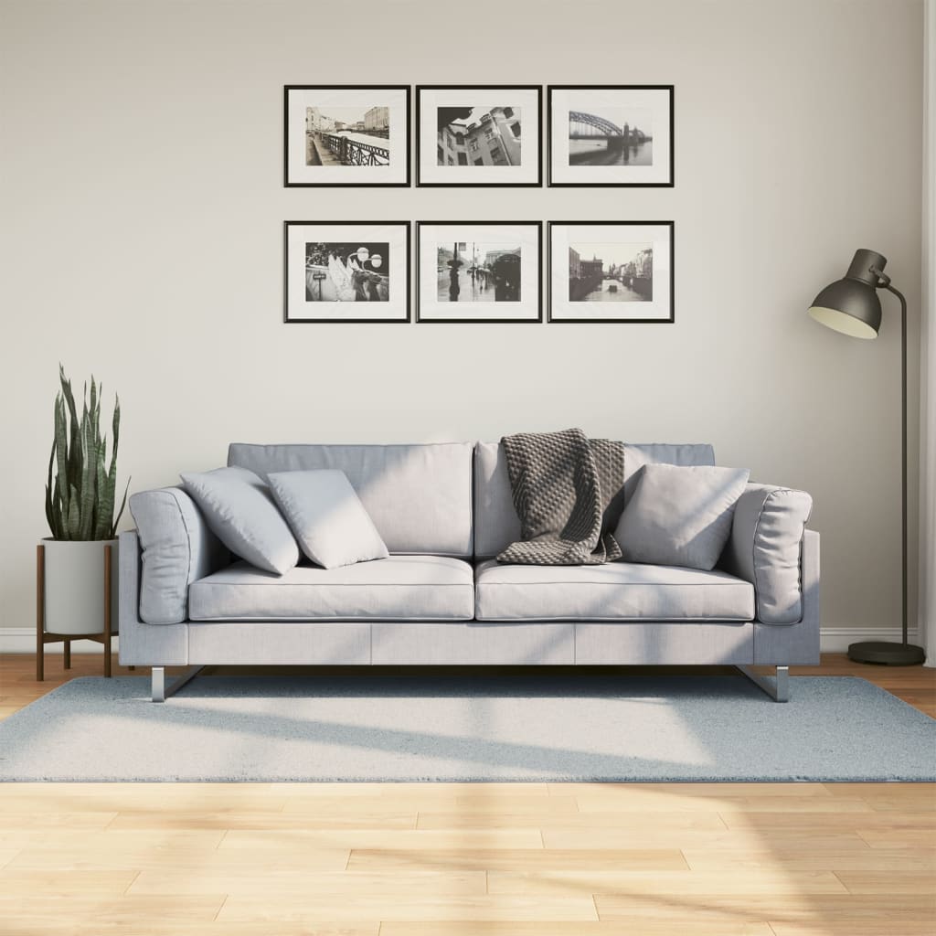 VidaXL Teppich Huarte Kurzflor weich waschbar 100x200 cm blau