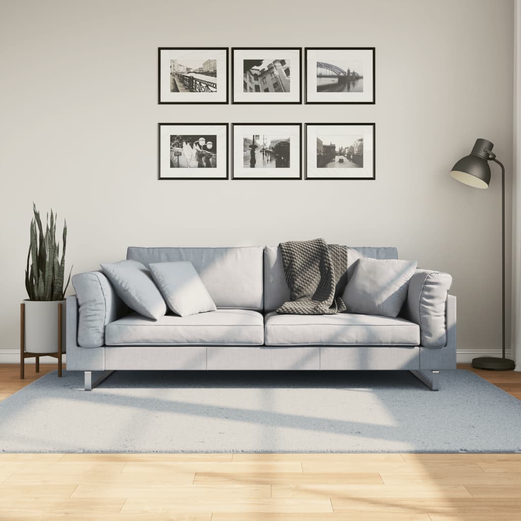 VidaXL Teppich Huarte Kurzflor weich waschbar 140x200 cm blau