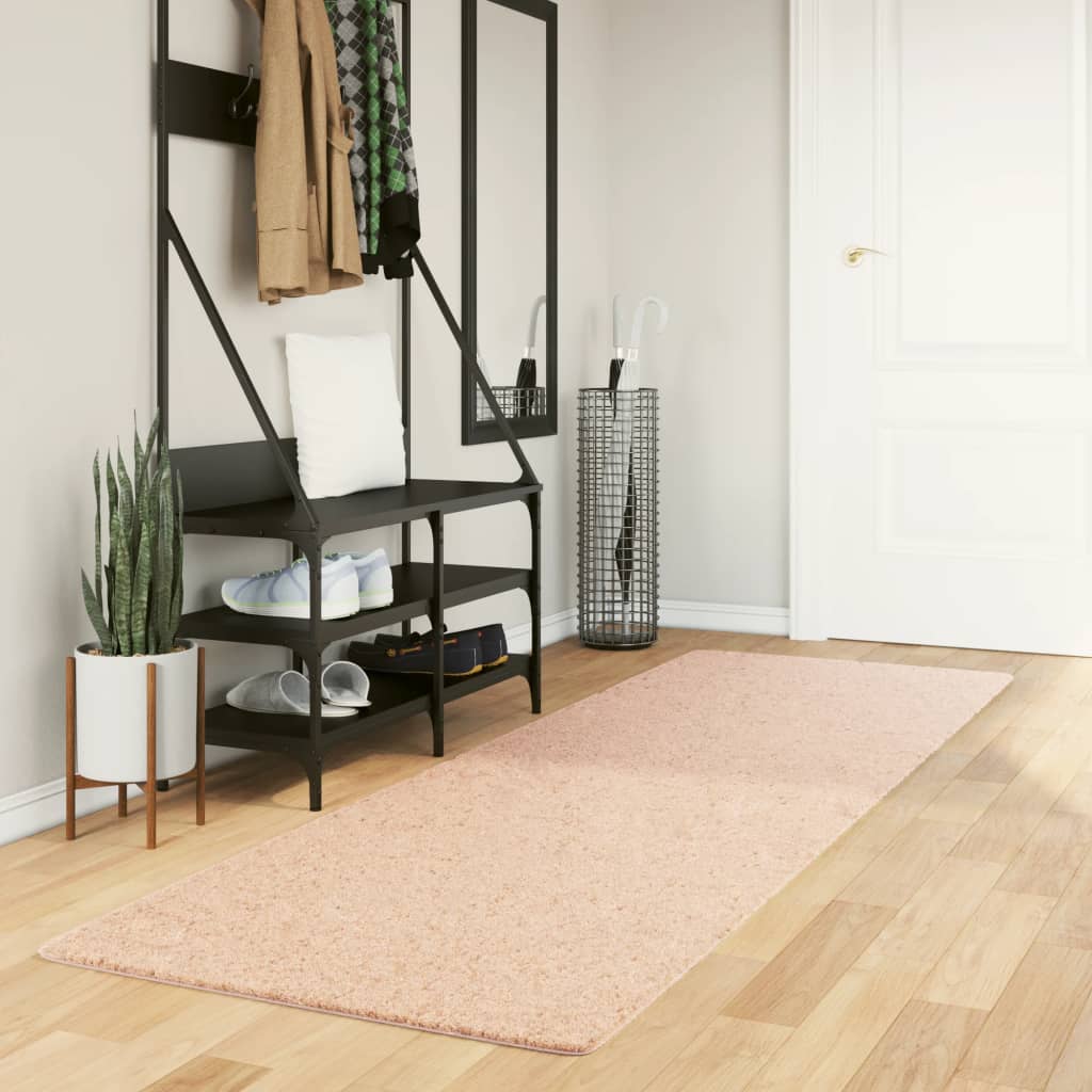 VidaXL Teppich Huarte Kurzflor weich waschbar 80x250 cm rosa