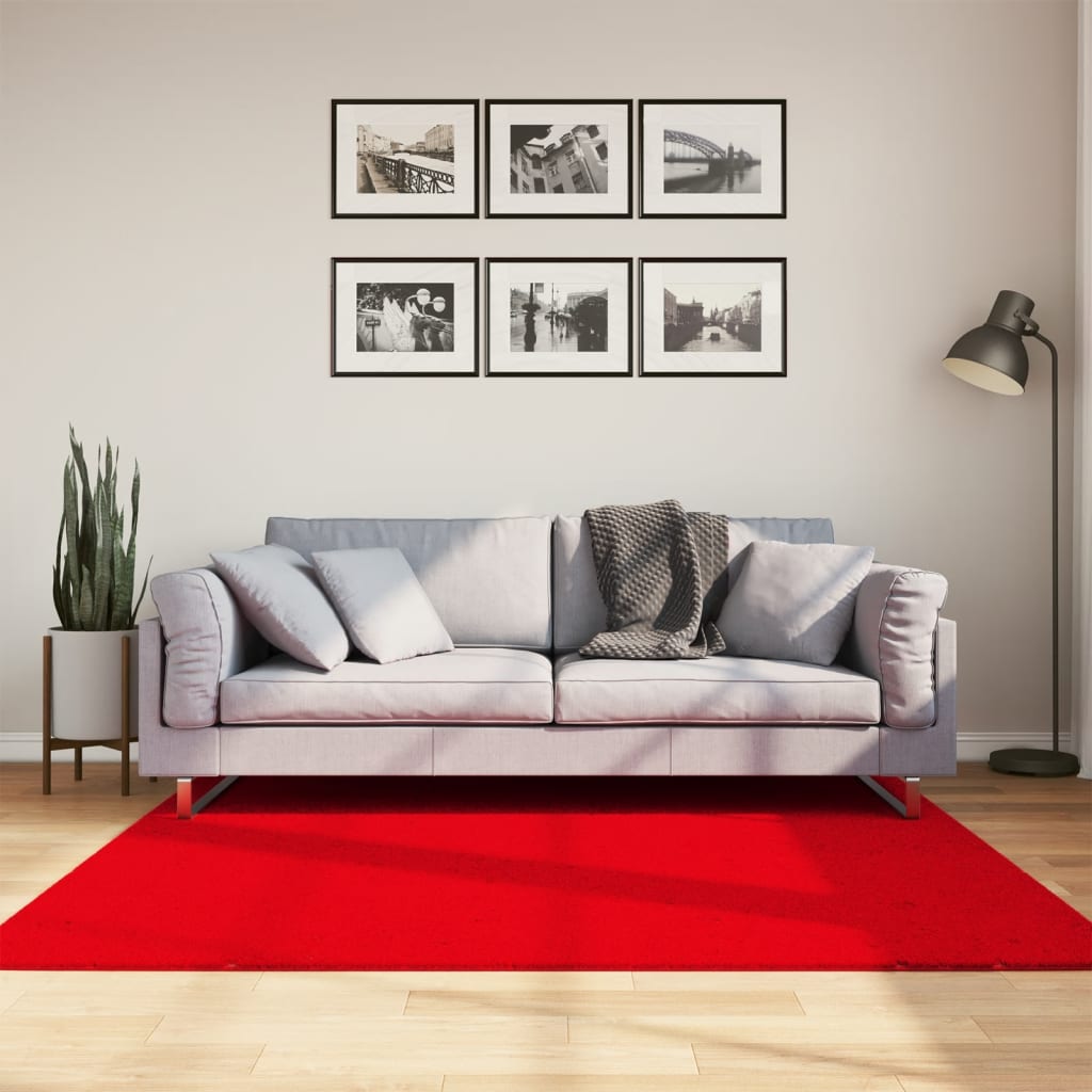 VidaXL Teppich Huarte Kurzflor weich waschbar 160x160 cm rot