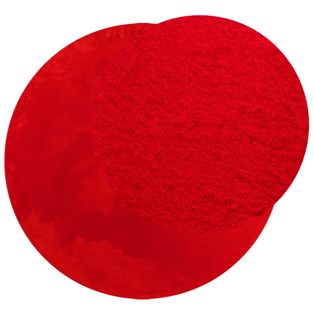 VidaXL Teppich HUARTE Kurzflor weich waschbar Ø 160 cm Rot