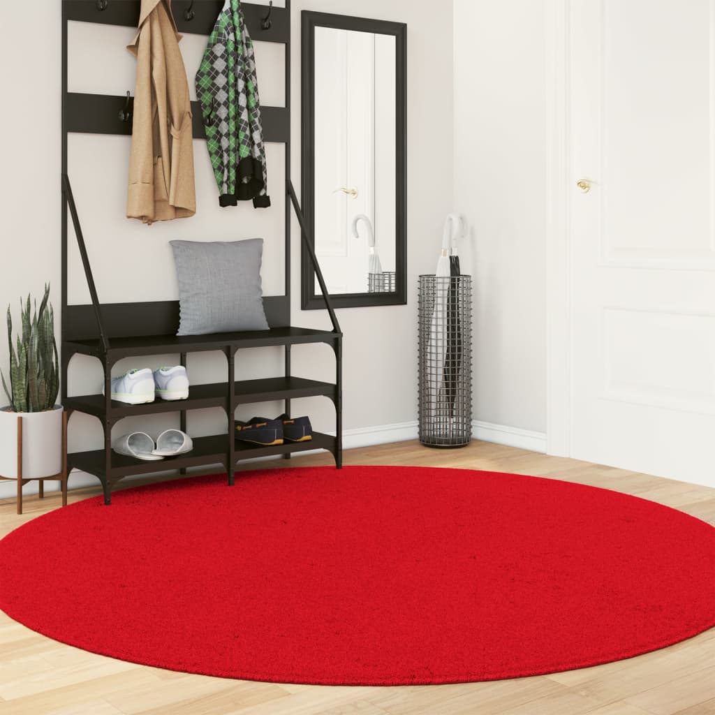 Vidaxl Teppich Huarte Kurzflor weich waschbar ø 200 cm rot