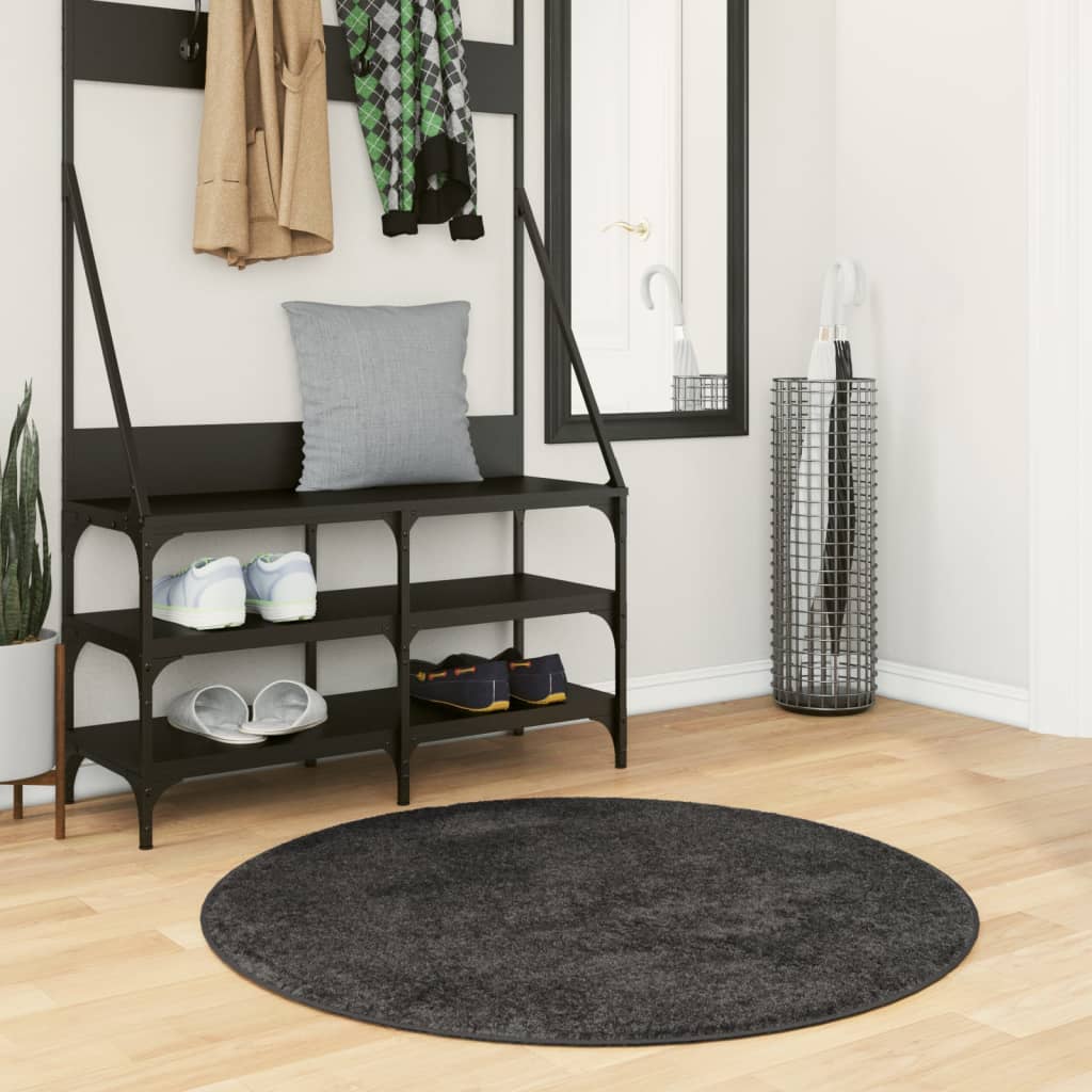 Vidaxl Teppich Pamplona Shaggy Hochflor Modern ø 100 cm Anthrazit