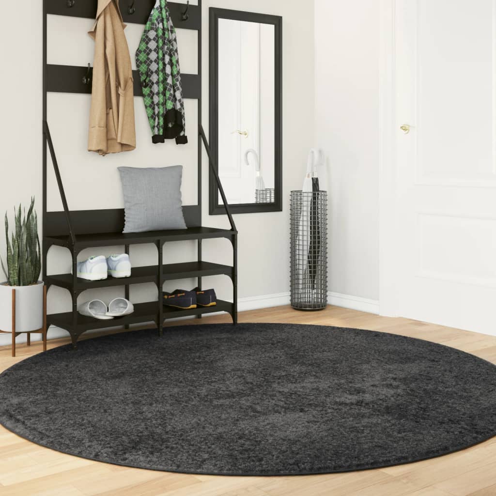 Vidaxl Teppich Pamplona Shaggy Hochflor Modern ø 200 cm Anthrazit