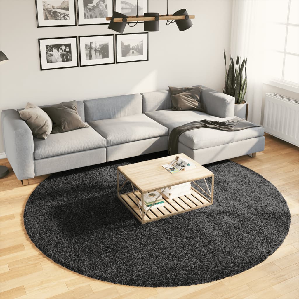 VidaXL Teppich Pamplona Shaggy Hochflor Modern ø 240 cm Anthrazit