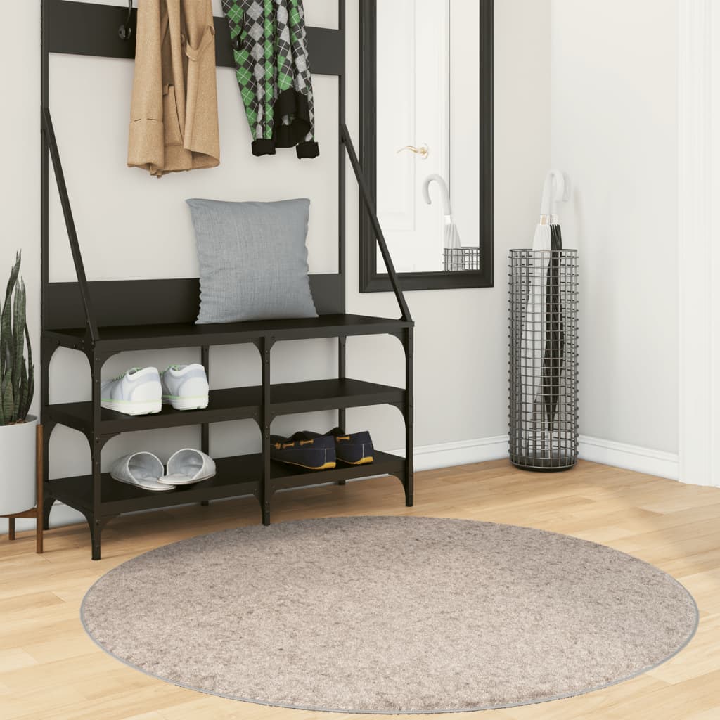 VidaXL Teppich Pamplona Shaggy Hochflor Modern ø 120 cm Beige