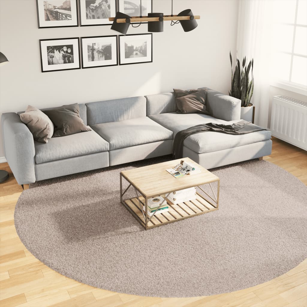 VidaXL Teppich Pamplona Shaggy Hochflor Modern ø 280 cm Beige