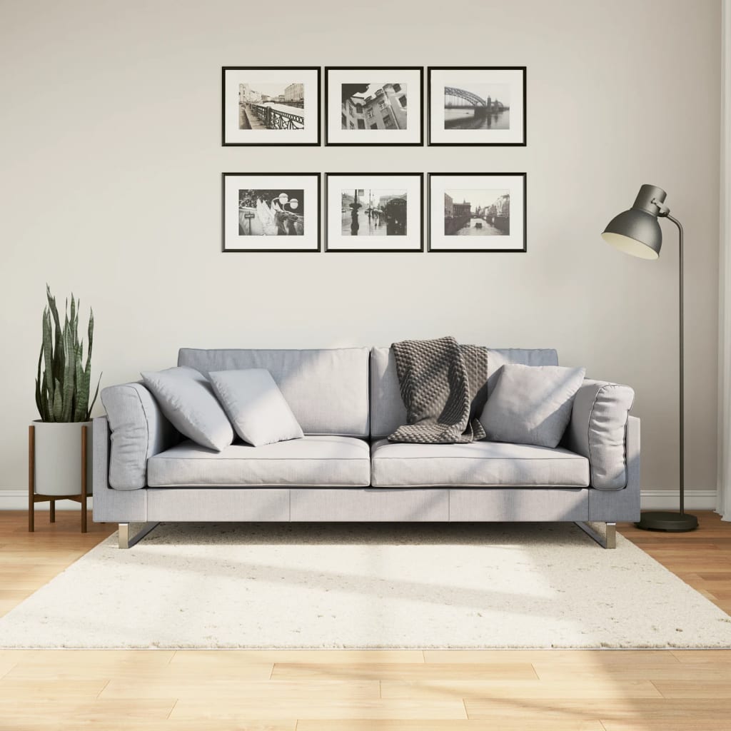 VidaXL Teppich Pamplona Shaggy Hochflor Modern 160x160 cm Creme