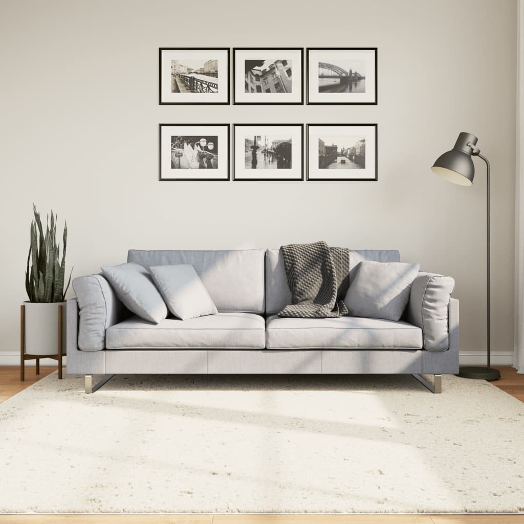 VidaXL Teppich Pamplona Shaggy Hochflor Modern 200x200 cm Creme